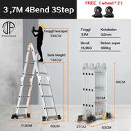 Tangga Lipat Teleskopik Aluminium DOUBLE 3.8Meter/5Meter / 3.2M tangga multifungsi / Tangga telesk