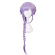 MoeLoli Qiqi Cosplay wig for Genshin Impact Long Purple Wig with Braid, Anime Hair Wigs with bangs H