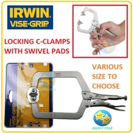 IRWIN VISE GRIP LOCKING C-CLAMPS WITH SWIVEL PADS 6'' 9'' 11'' 18'' 24'' CLAMPING CLAMP HEAVY DUTY T
