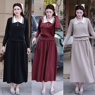Set of German collar sweater with long sleeves and long skirt with ruffles, thick 10785, QC product,