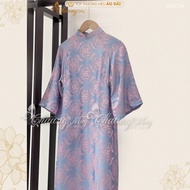 Áo dài cách tân nữ dáng suông gấm thọ dơi Chaang may sẵn áo dài xuông xưa cổ phục dự tiệc cưới lễ tế