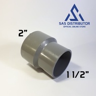 Vlok Sok 2 x 1 1/2" inch PVC Superlon Reducer Sock 2 x 1 1/2" in D Verlop/ 2 x 1.5" in Drop/