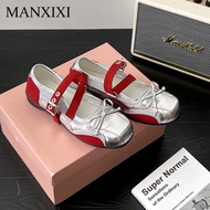 MANXIXI thời trang nữ Giày lười Dép đế bệt nơ xinh đẹp (cỡ 35-40)