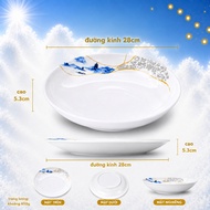 Round Plate 609-11 Melamine A8 Snow Vein Turquoise – Luxurious Tan Chinese Style