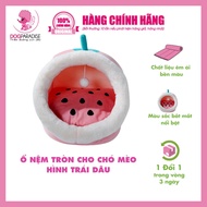 Round sleeping mattress for dogs and cats in strawberry shape, breathable material, easy to clean, 4