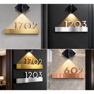 Stainless Steel Outdoor Sign Door Sticker Unit Number Signage HDB Unit Customized Unit Sign Door Sig
