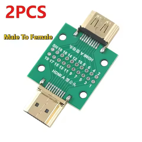 2PCS Male To Female Test Board MINI Connector with Board PCB 2.54mm Pitch 19/20pin DP HD A Female To