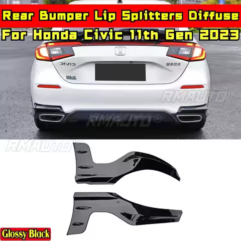 Civic Rear Bumper Splitters Diffuser Glossy Black Mugen Style Rear for Honda Civic Hatchback 11th Ge