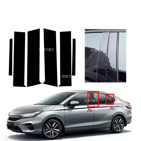 Glossy Black Car Door Trim Pillar Posts Fit For Honda Ballade City GM4/5/6/8/9 2015-2019 Silver Carb
