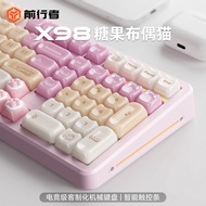X98 Candy Muppet Cat Wireless Mechanical Keyboard Mouse Set Girl Office Game Feel Good X87