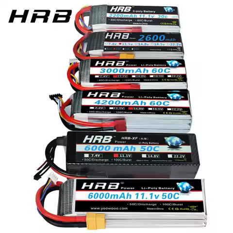 HRB Lipo Battery 2s 3s 4s 5s 6s rc Lipo 11.1v 14.8v 22.2v 5000mah 6000mah 4000mah 2200mah 1300mah fo