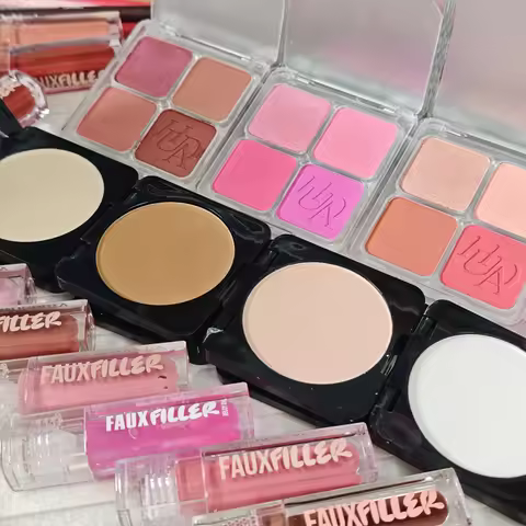Hot Makeup Baby Pink Toasty Peach Rose Berry 4 Color Blush Eye Shadow Contour Long Lasting Oil Contr