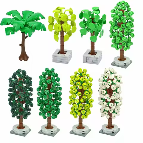 MOC Pine Tree Plant Set Spruce Tree Building Blocks City Farm Street View Garden Landscape Assembly 