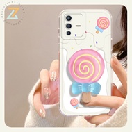 Zymello Phone Case OPPO A74 A3S A5 A76 A94 A96 A53 A95 F11 Pro F9 F7 F5 Reno 5 5G Reno 6 5G Reno 7 5G Reno 4 4G Cute Lollipop Silicone Phone Case (With Stand)