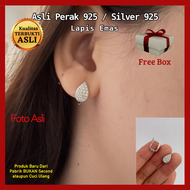 Anting Wanita Perak Asli Anti Karat 925 Dewasa Elegan Bersurat Earrings Jepit Cakop Silver S925 Lapi