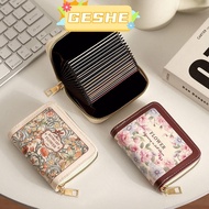GESH10E Credit Card Holder, Large Capacity 9/18 Slots Women Wallet, Floral Multipurpose PU Leather I