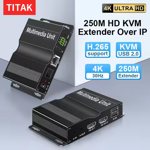4K IP Network KVM Extender USB 2.0 with RJ45 Ports 1080P HDMI-Compatible over LAN 250m HDMI-Compatib