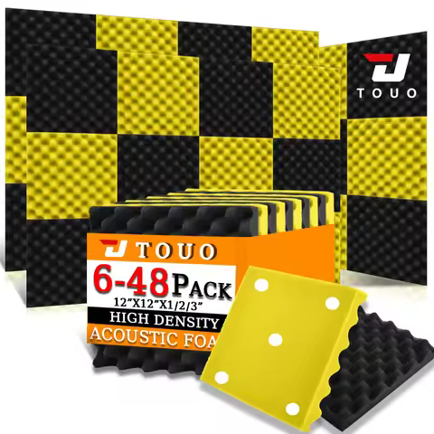 TOUO Acoustic Foam Panels for Practice Room Studio with Egg Crate 12"x12"x1/2/3" Wall Treatment