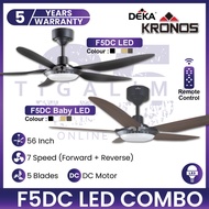 DEKA Fan DEKA KRONOS F5DC LED 56" F5DC Baby LED 46" 5 Blades With 7 Speed Remote Control LED Ceiling Fan Kipas Siling