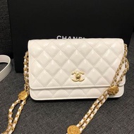 Chanel WOC 金幣袋 白色 牛皮 全新