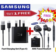 [BUY 1 GET 1 FREE]Samsung 15W Fast Charger A23 A21S A13 A50 A31 A32 M31 M23 M33 Tab A7(Type C Charger+AKG 3.5mm Earphone