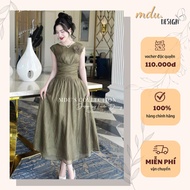 Designed Dress K40-D1-4 MDU4444 Moss Green with Exquisite Flower Appliques from MDU