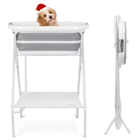 Beberoad 2 in 1 Dog Bath Tub Dog Washing Station for Bathing and Grooming Elevated Collapsible Folda