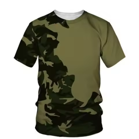 Summer Men's Camouflage 3d Printed Soldier Tactical T-Shirt, Military Enthusiast Jungle Ocean T-Shir