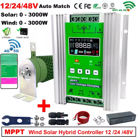 12V 24V 48V 3000W 5KW Hybrid Wind Solar Charge Controller MPPT Wind Generator Solar System For Lifep