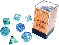 Chessex Nebula Polyhedral Dice Set Oceanic with Gold Luminary (7 dice)