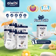[6 Free 1 Packs TAPED] Aiwibi Natural Premium Night Taped Diapers，Baby diapers , Ultra-thin, soft di