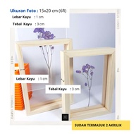 6R 2-Sided Wooden Frame - Double Glass Photo Frame