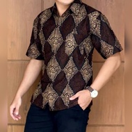 kemeja batik lawasan coklat batik sogan hem coklatan