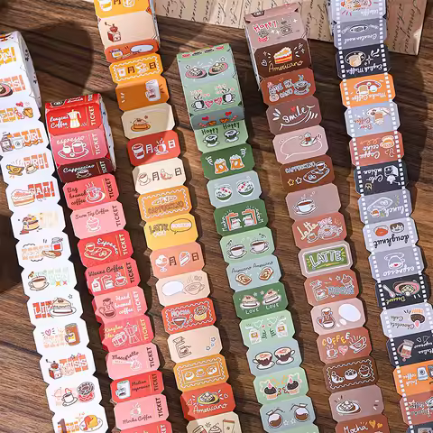 2m/roll Coffee Theme Tape Stickers Vintage Cafe Decorative Masking Tape For Journal Scrapbooking Pla