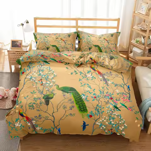 Graceful Peacock Art 3D Bedding Set Single Twin Double Queen King Cal King Size Bed Linen Set