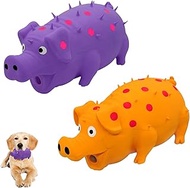 Andiker 2PC Dog Squeaky Toys, 8" Latex Dogs Chew Toy with Oinks Sound Grunting Pig Dog Toy for Denta