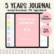 5 Years Journal Digital Planner Undated Hyperlinked Book Goodnotes Diary Aesthetic Pdf Notepad Noteb