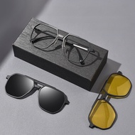 3 IN 1  Glasses Frame Polarized Sunglasses Night Vision Goggles Suit Magnetic Double Beam Spectacles