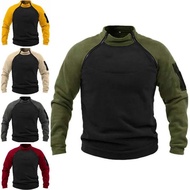 Men's Fleece Jackets Spring Autumn Color-match Pullover Hoodies  S-4XL