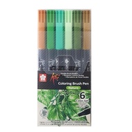 Sakura Koi Coloring Brush Pen Set 6 - Nature Color (Xbr-6D)