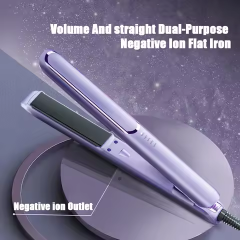 Negative Ion Flat Iron Hair Straightener Curler 10s Fast Heating Pro Ceramic Straightening Curling I