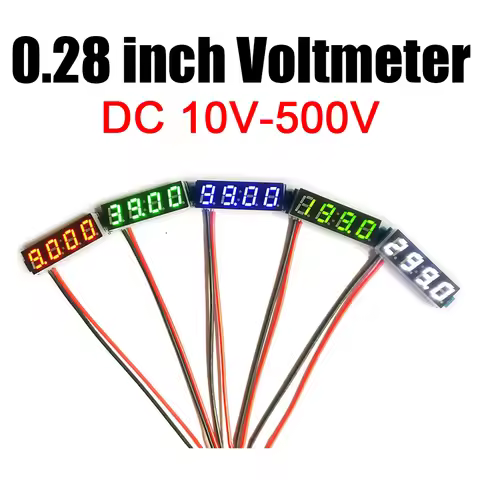 0.28 inch 4bit Digital LED Voltmeter DC 0-500V 300V 0-200V 0-100V 0-10V Voltage Volt Panel Meter bat