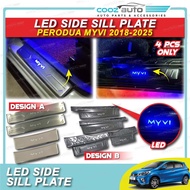 Perodua Myvi 2018 - 2025 Blue LED Door Side Sill Step Plate Plat Pintu Kereta Accessories