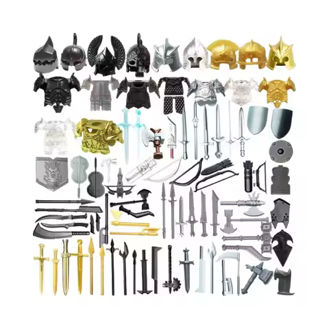 Medieval Knight Armory Armor Packs MOC Building Blocks Weapons Parts Model Bricks Toys Compatible Wi