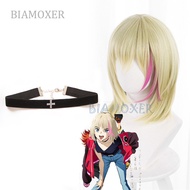 §≈ Kawai Rika Cosplay Wig Necklace Wonder Egg Priority Girl Short Goden Pink Hair Halloween Costum