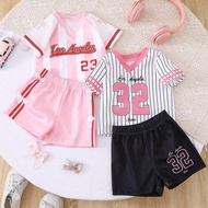 4pcs/Pack Baby Girl 0-3 Years Old Toddler Spring/Summer Sports Casual Cool V-Neck Short Sleeve Jerse