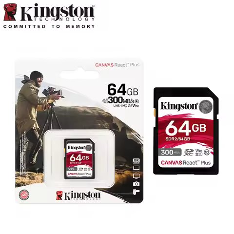 Kingston Canvas React Plus SD Card 32GB 64GB 128GB 256GB Memory Card Up to 300MB/s read V90 UHS-II F
