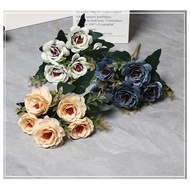 MAWAR 5 Head Artificial Roses - Premium Quality Home & Wedding Decoration