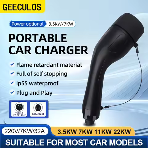 GEECULOS Type 2 EV Charging Gun 32A 1 Phase IEC 62196 EV Charger Plug Connector 16A 220V 380V