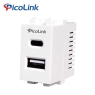 Picolink USB + Type-C socket beads 5V-2.4A-12W, Panasonic, Sino face mounted (large face with hole 2